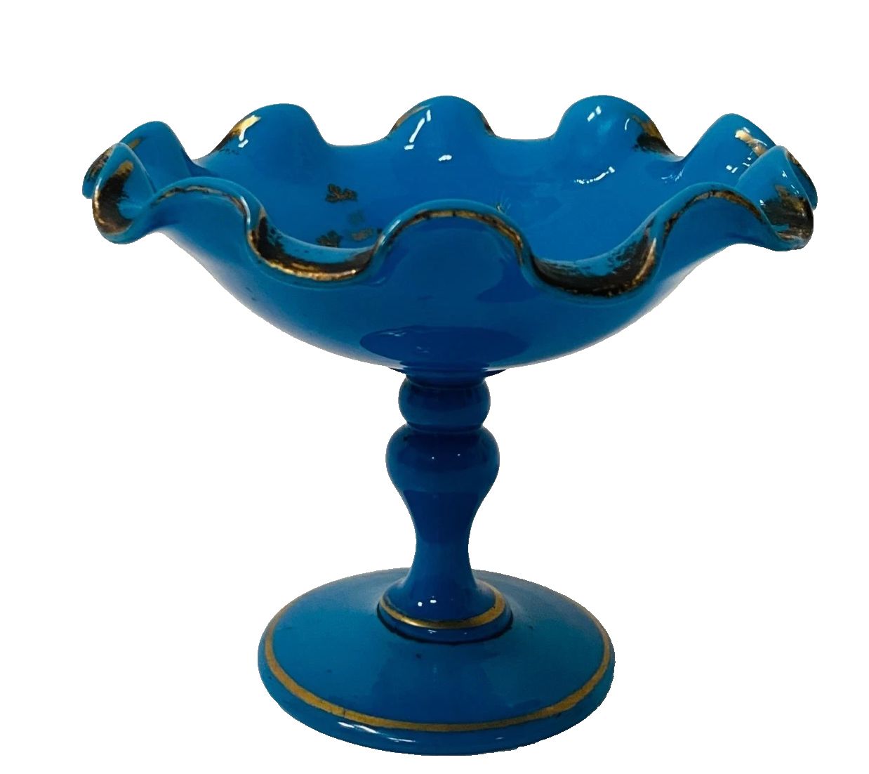 Blue Opaline Pedestrian Cup With Gold Flange 19th Century photo furniture