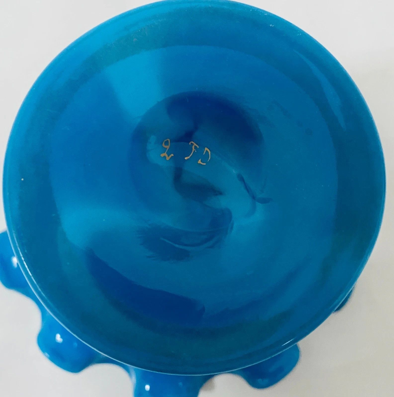 Blue Opaline Pedestrian Cup With Gold Flange 19th Century photo buy