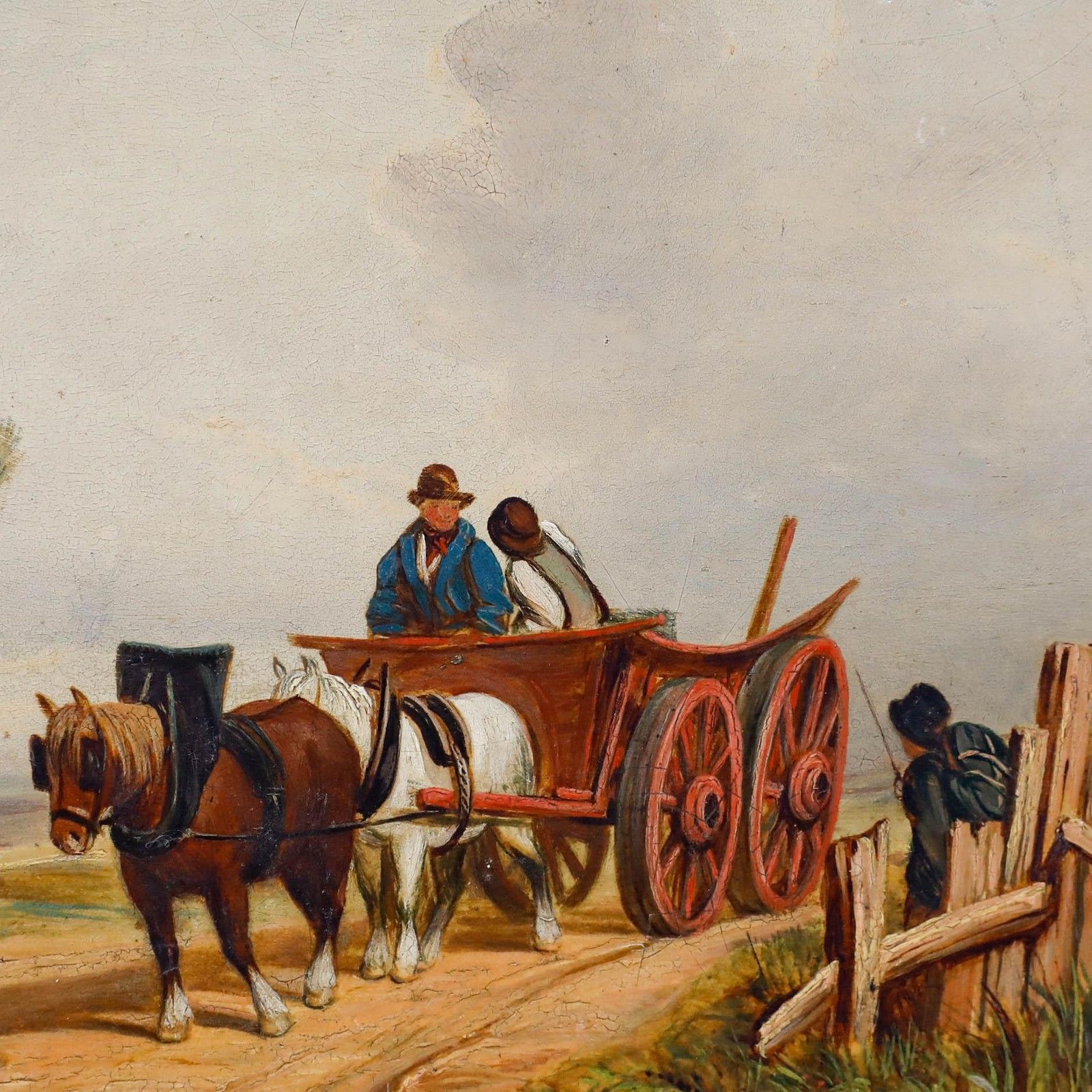 Framed Late 19th Century Oil The Farmer's Cart photo Art