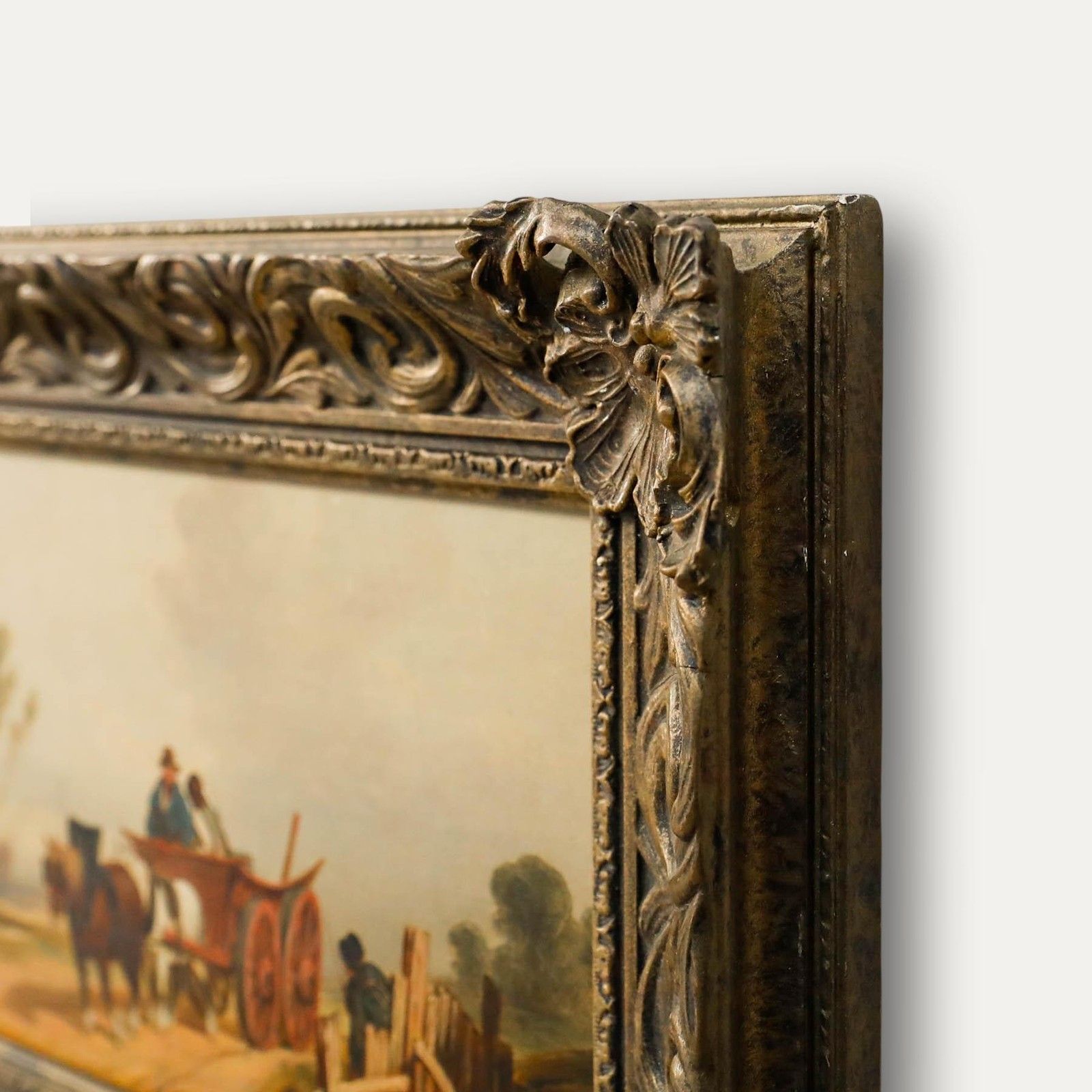 Framed Late 19th Century Oil The Farmer's Cart photo 225.0