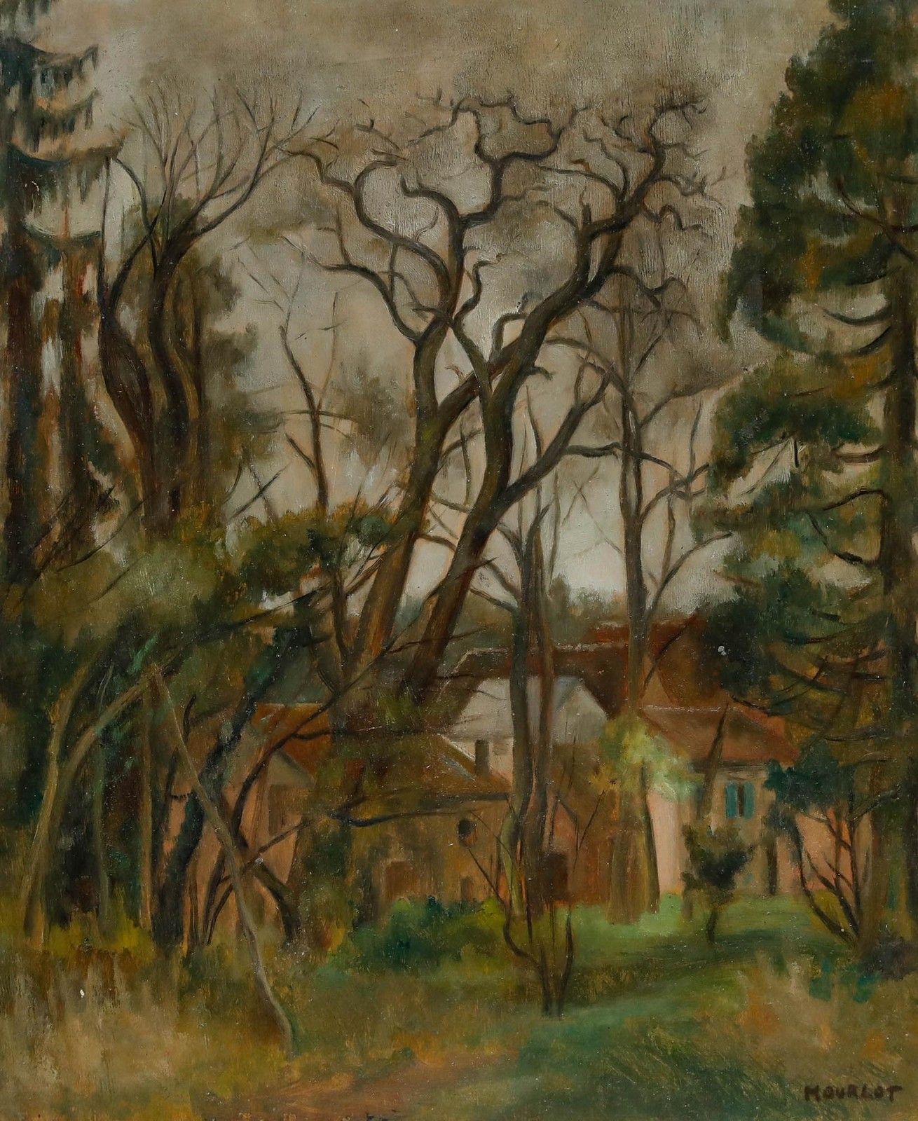 Maurice Mourlot (1906 1983) Mid 20th Century Oil, Trees In Winter photo furniture