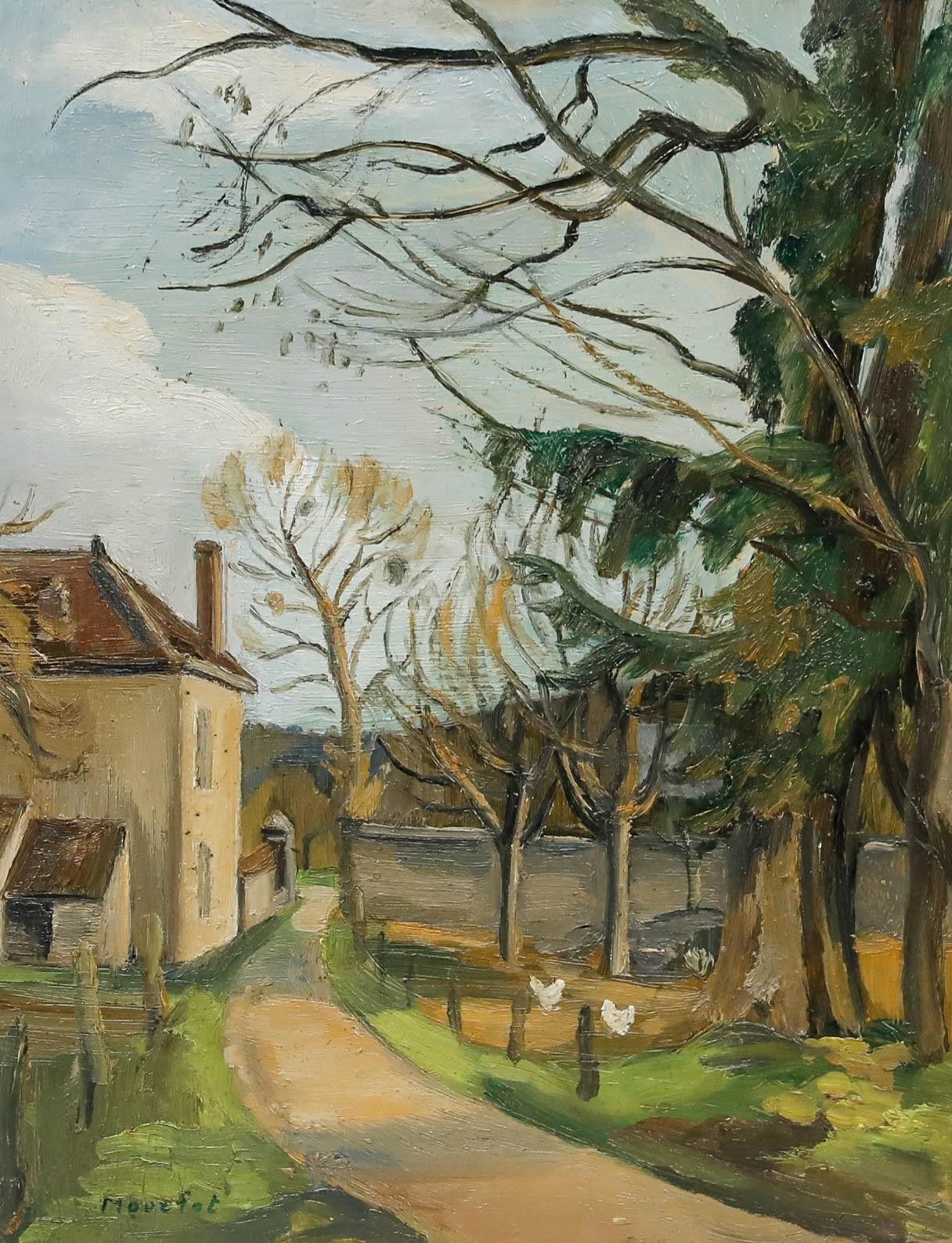 Maurice Mourlot (1906 1983) Mid 20th Century Oil, Chickens In The Garden photo furniture