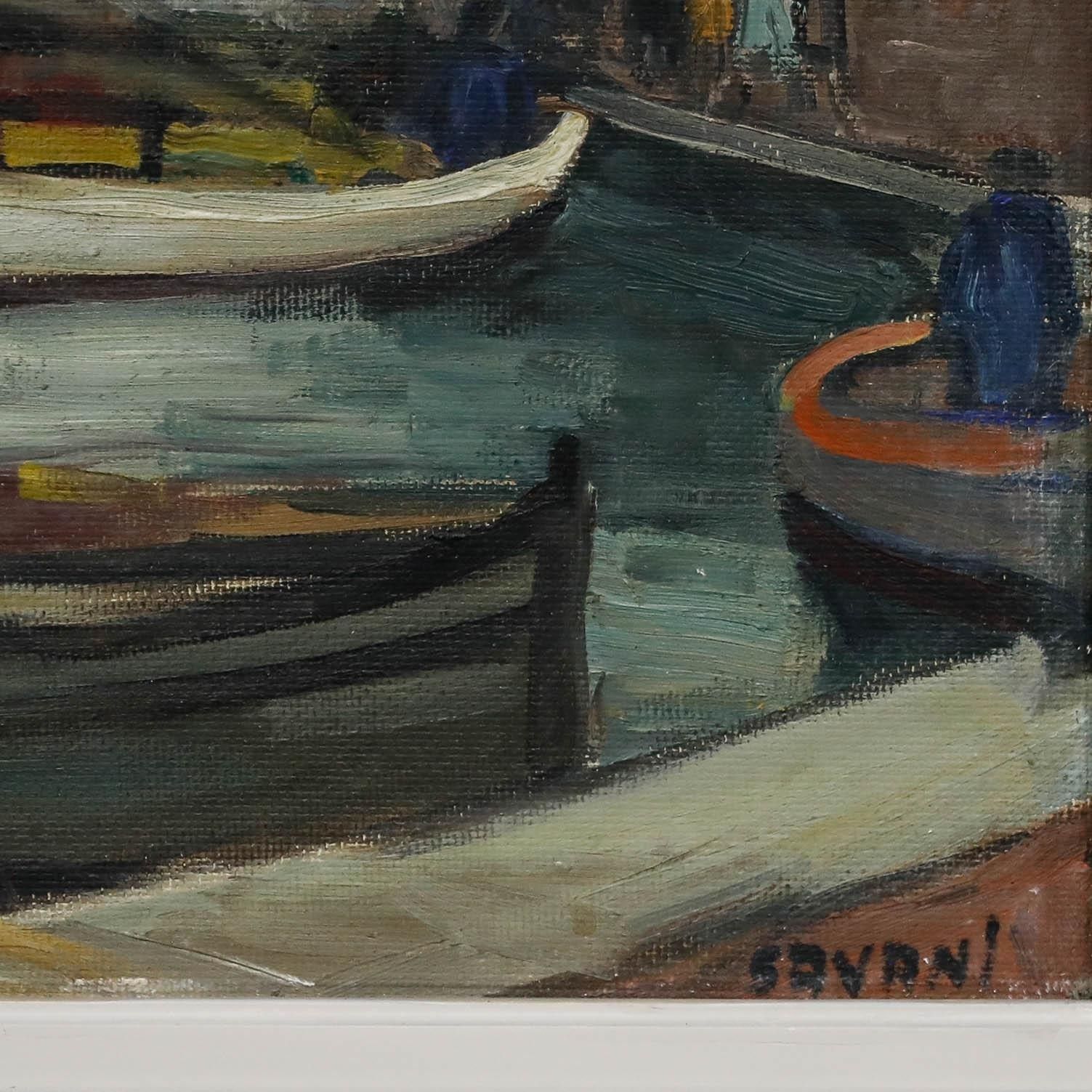 Savani Mid 20th Century Oil, Fishing Boat photo vinterior