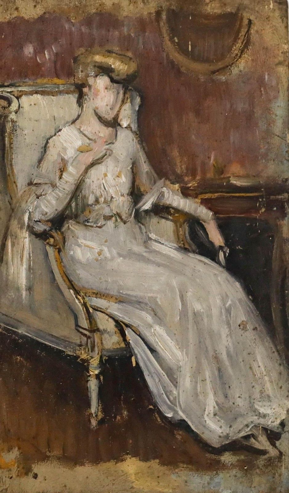 Attrib. William Laparra (1873 1920) Oil, Portrait Of A Seated Lady photo furniture