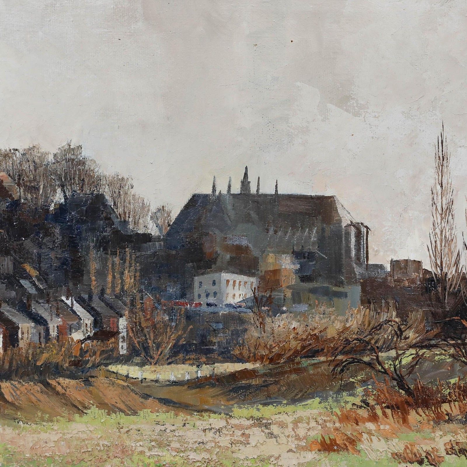 Jessica Bohannan 1978 Oil, View Of The City Of Mons photo Art