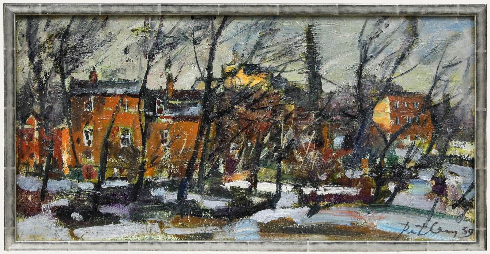 Llewellyn Petley Jones (1908 1986)  Framed Oil, Vale Of Heath, Hampstead, Winter