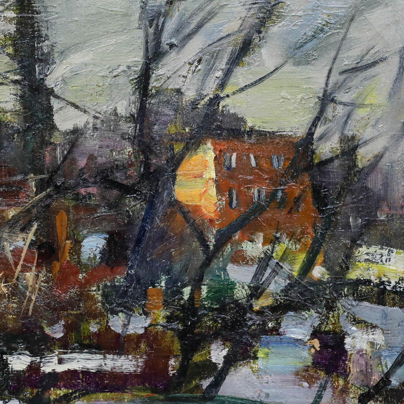 Llewellyn Petley Jones (1908 1986)  Framed Oil, Vale Of Heath, Hampstead, Winter photo Art