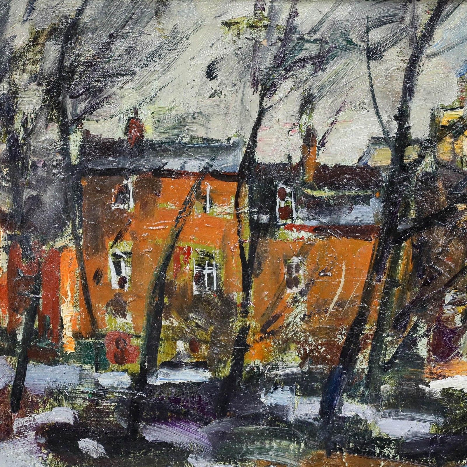 Llewellyn Petley Jones (1908 1986)  Framed Oil, Vale Of Heath, Hampstead, Winter photo 550.0