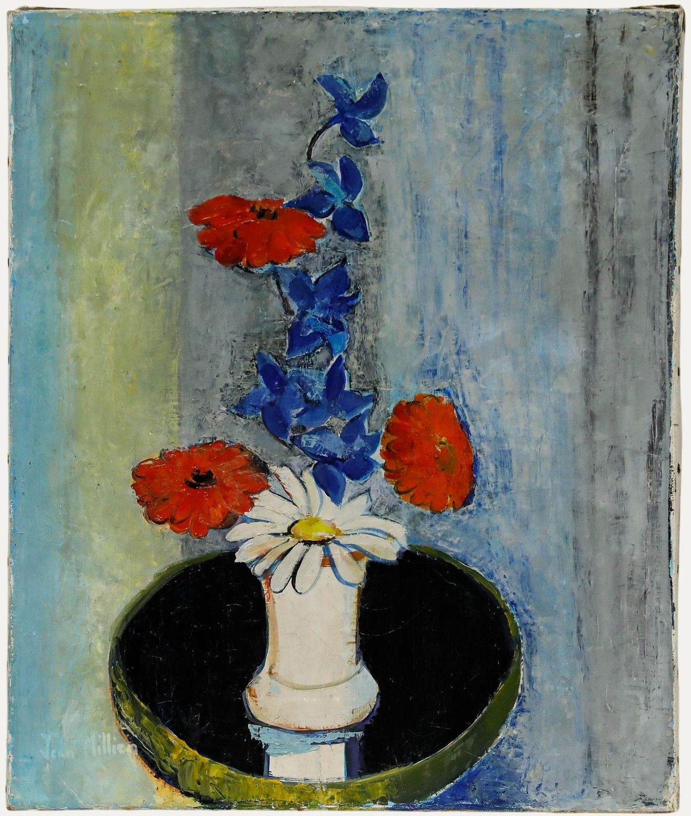 Jean Millien (1918 1998) Mid 20th Century Oil, Bouquet Of Mixed Flowers