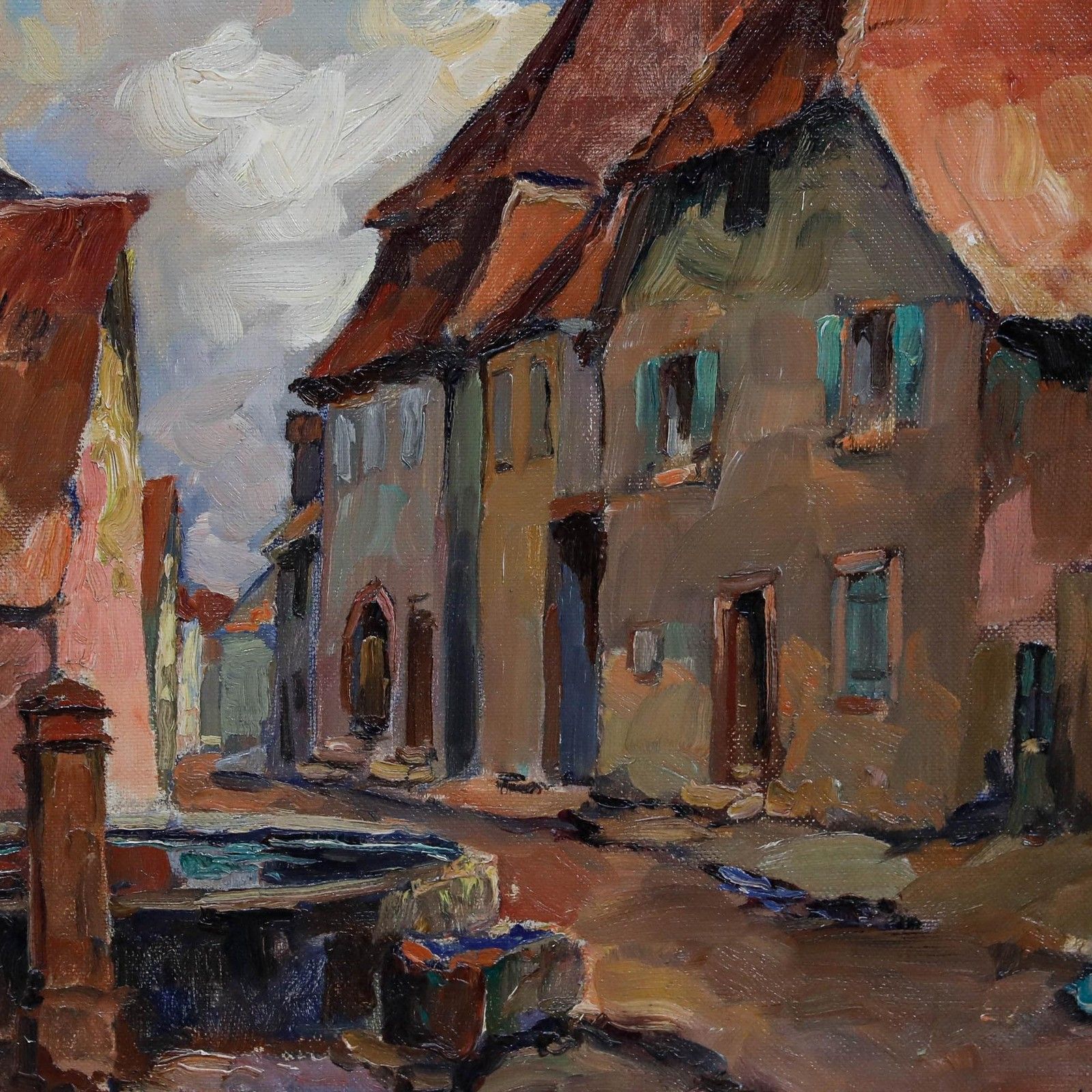 Irene Barstin (1917 2004) Framed Oil, Vue Depuis La Fontaine D'eau photo Art