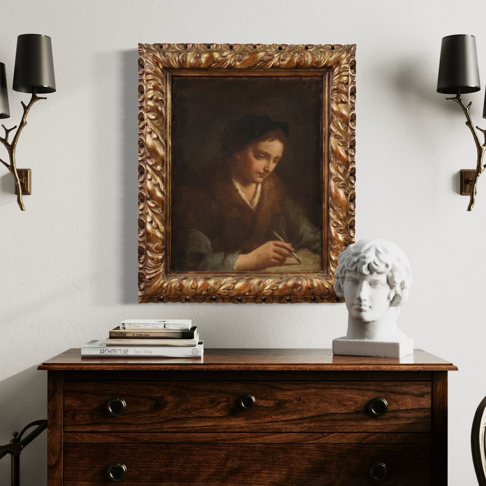 Antique Italian Portrait Painting From The 17th Century photo Art