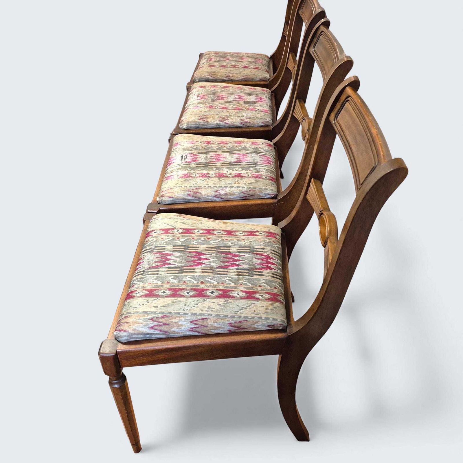 Set Of 4 Regency Style Dining Chairs | Wooden Frames | Upholstery Project Chairs photo vinterior