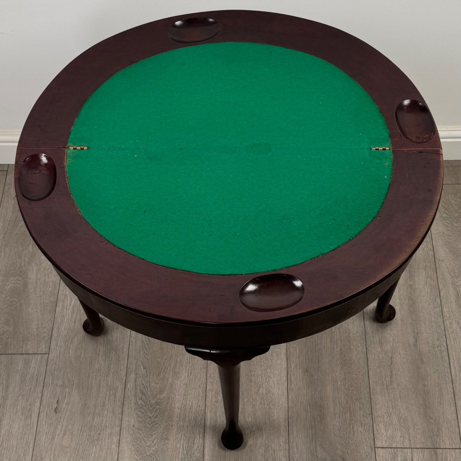 photo for sale Antique 18th Century Demi Lune Card Table In Mahogany