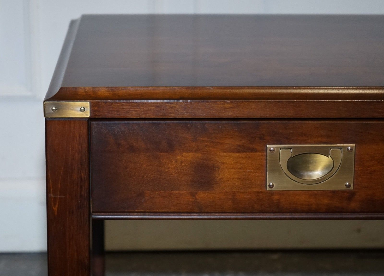 Vintage Single Military Campaign Mahogany & Brass Nightstand Bedside Table photo buy