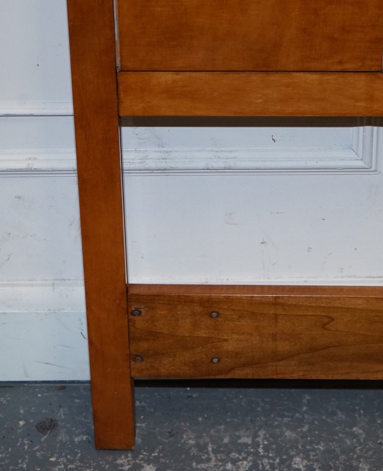 Vintage Queen Size American Hickory White Genesis Biedemeier Headboard photo vinterior