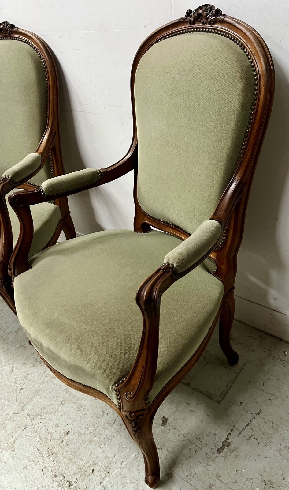Pair Of Louis XV Style Armchairs In Solid Walnut, 20th Century. photo buy