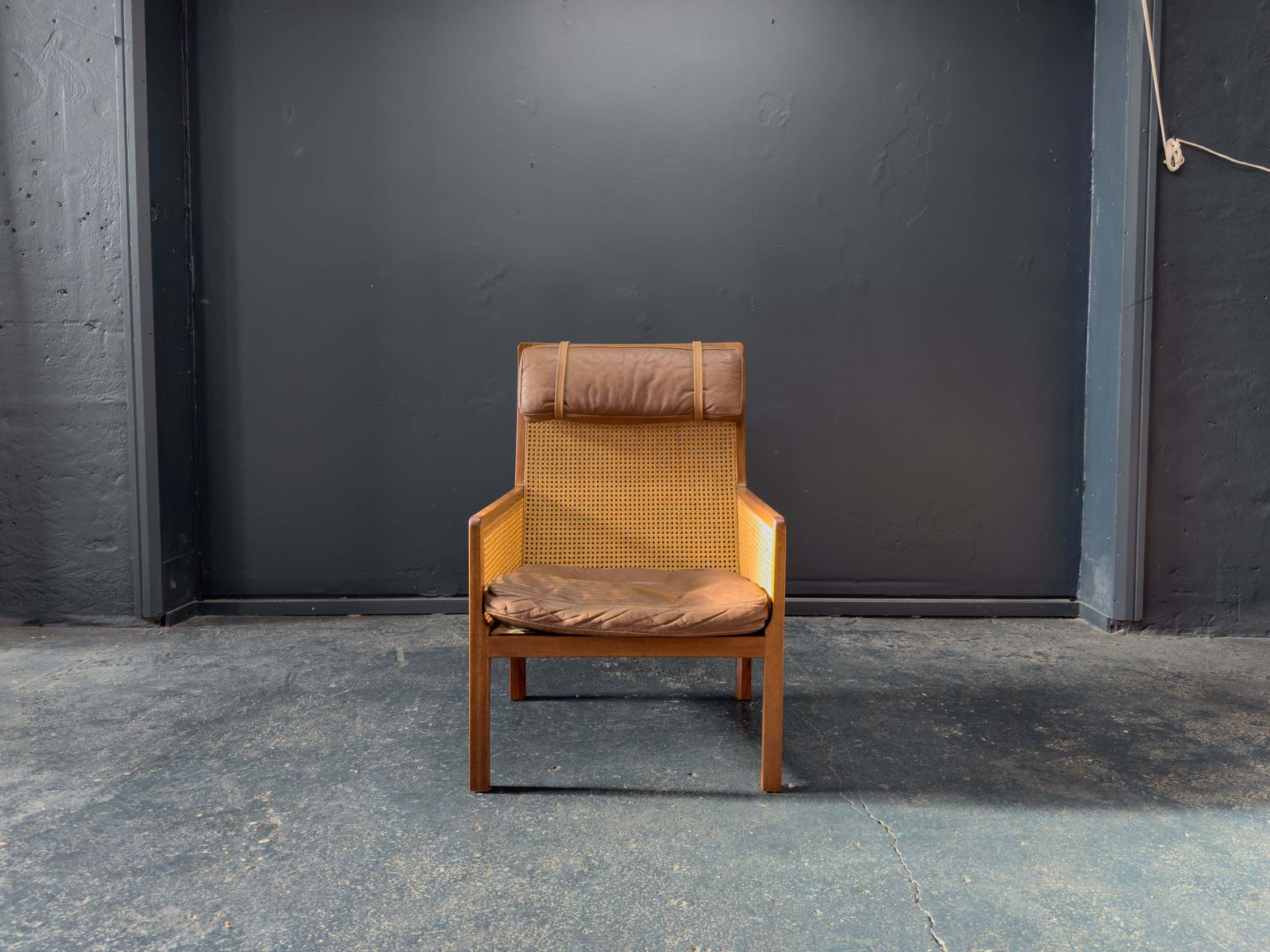 Bernt Petersen Rattan Leather Armchair