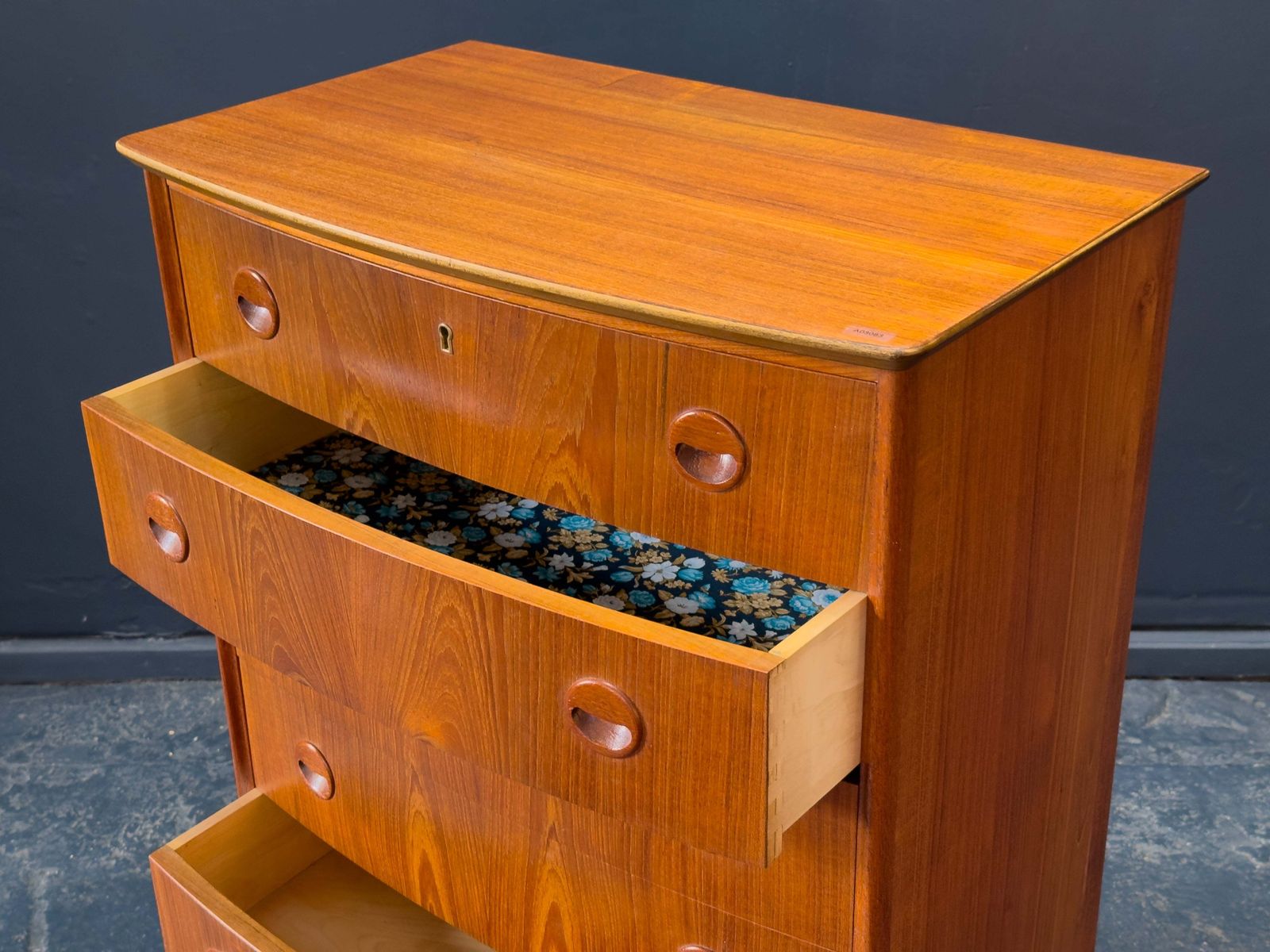 Teak Chest Of Drawers With Round Handles photo vintage