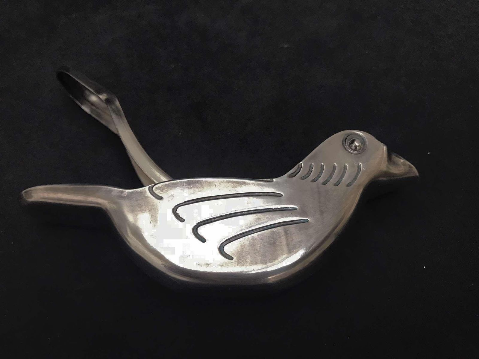 Vintage Verzilverde Citruspers: Franse Art Deco Vogeldecoratie