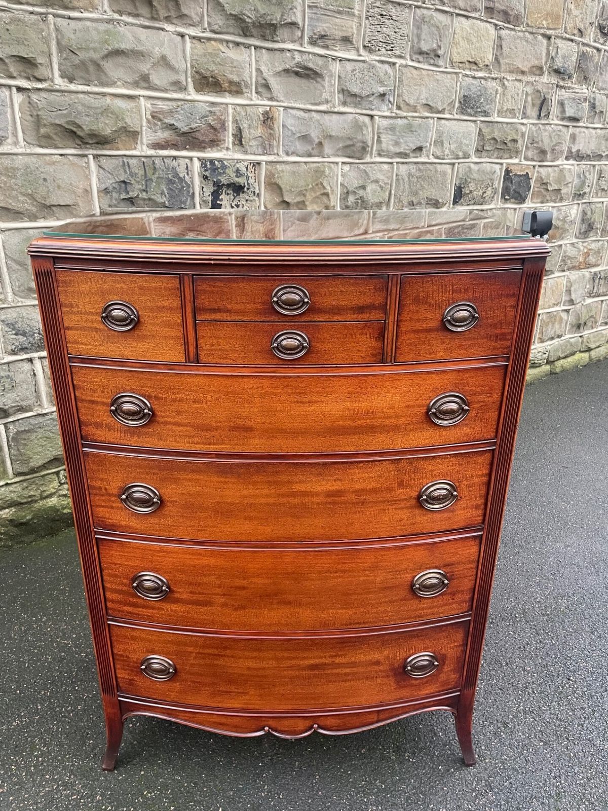 photo for sale Quality Mahogany Bow Front Chest Of Draws