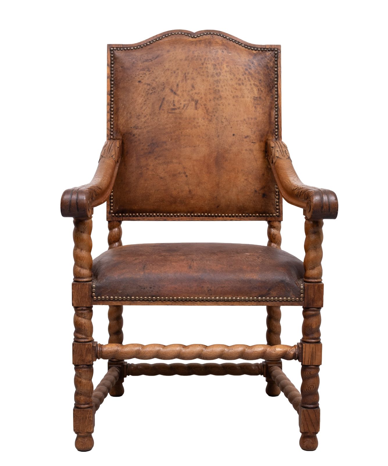 Dutch 19th Century Oak Baroque Open Arm Chair photo furniture
