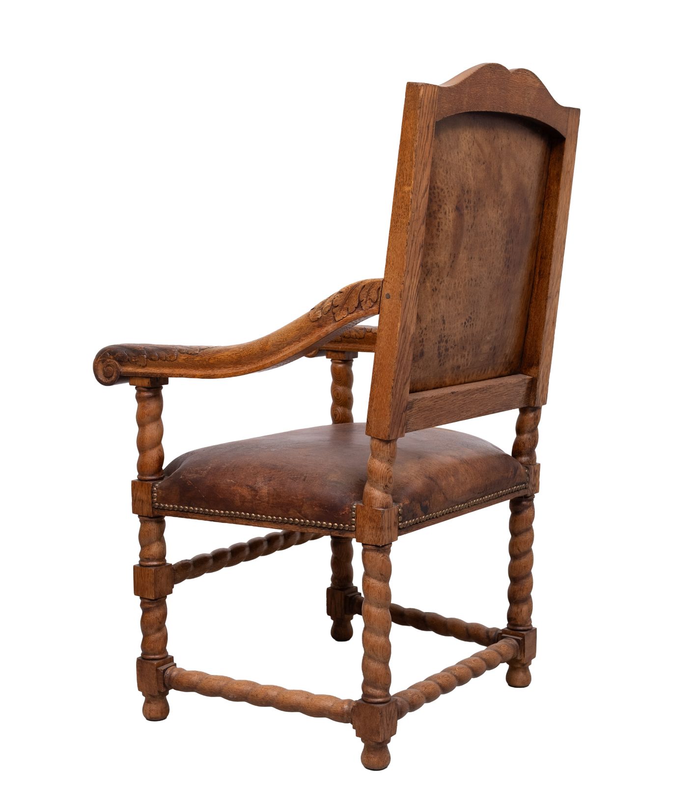 Dutch 19th Century Oak Baroque Open Arm Chair photo Furniture