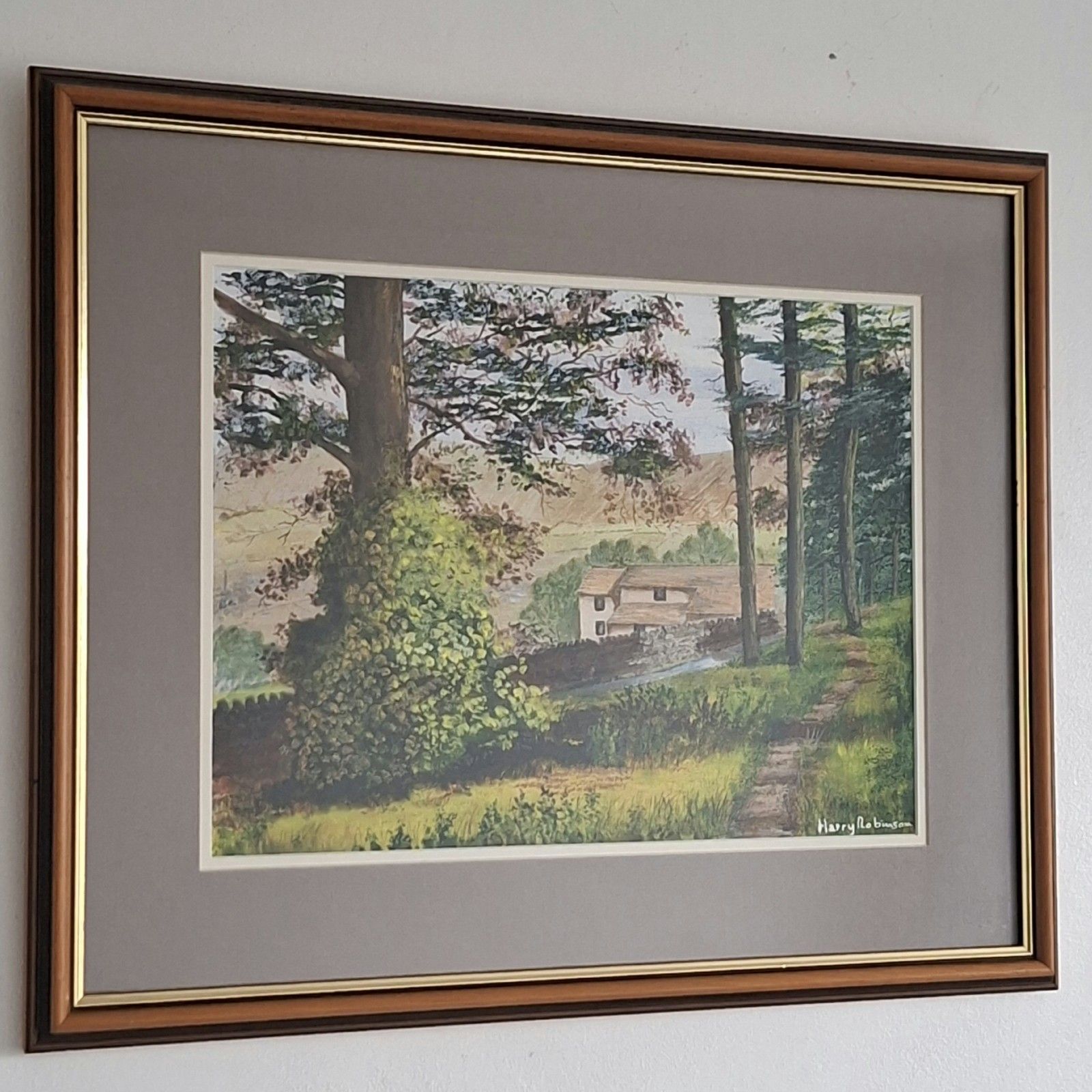 Original Acrylic Painting Harry Robinson View Over Sabden Lancashire Art
