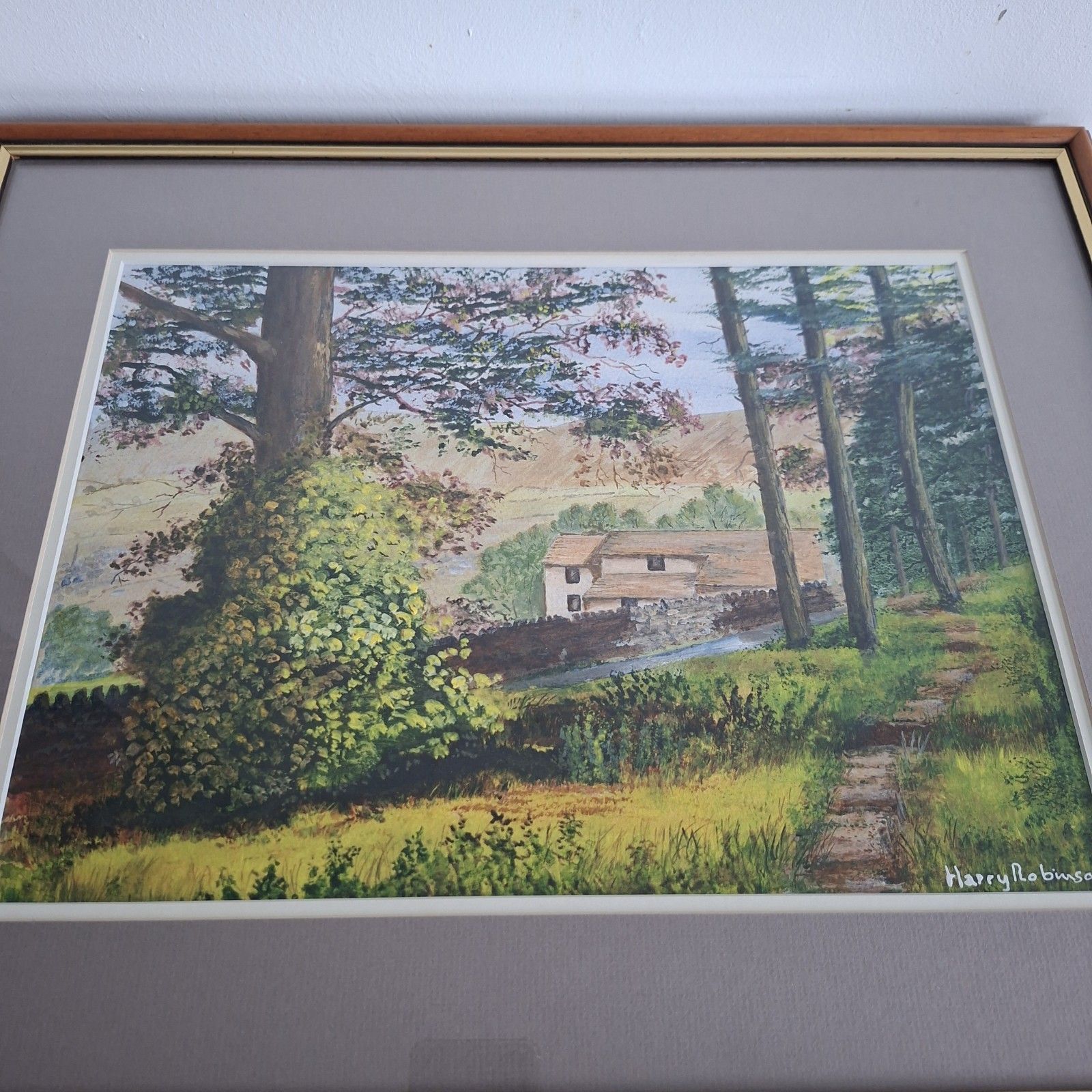 Original Acrylic Painting Harry Robinson View Over Sabden Lancashire Art photo furniture