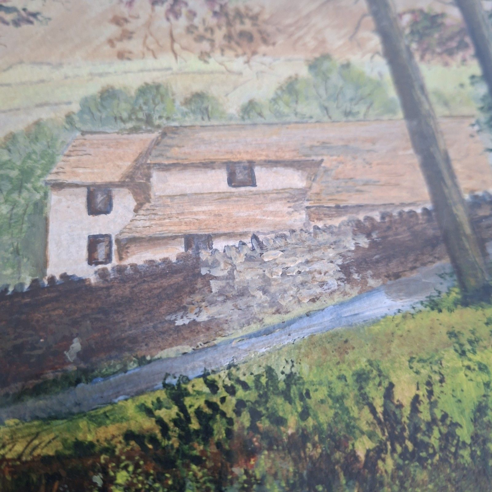 Original Acrylic Painting Harry Robinson View Over Sabden Lancashire Art photo for sale