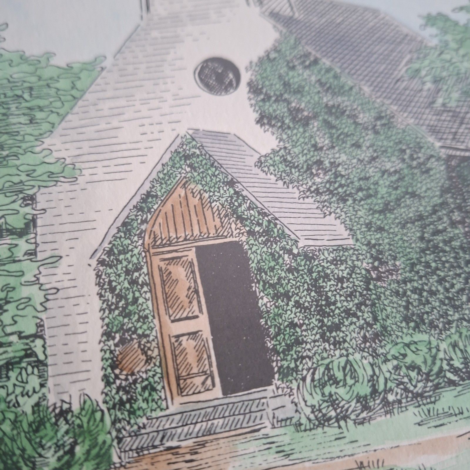 Original Watercolour Painting Kathy Sheeley Trinity Church St Mary's Maryland photo for sale
