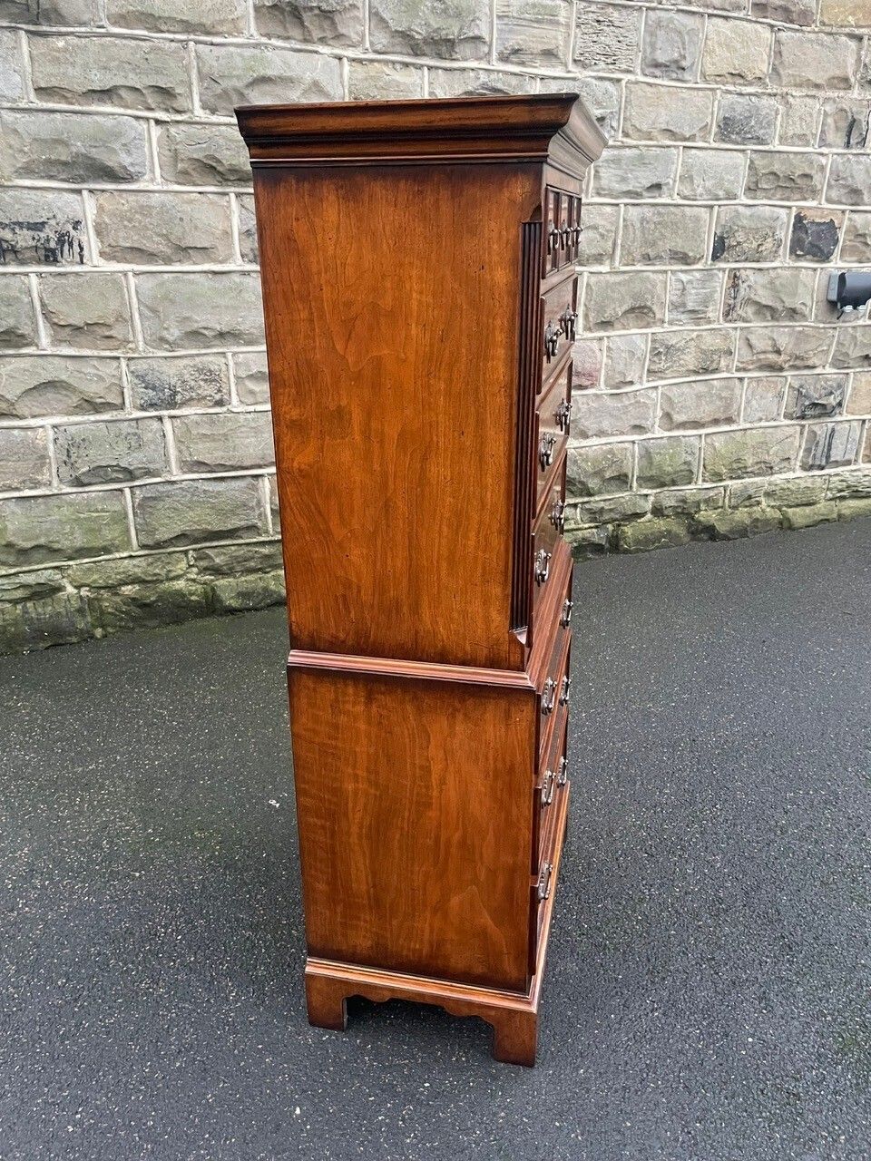 Quality Inlaid Burr Walnut Chest On Chest Tallboy photo vinterior