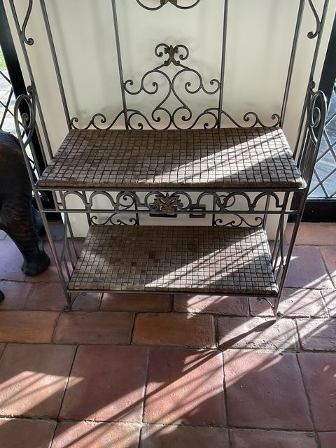 Decorative Wrought Iron & Stone Dresser / Shelving Unit photo furniture
