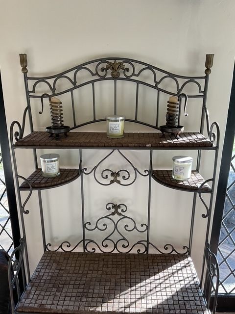 Decorative Wrought Iron & Stone Dresser / Shelving Unit photo Garden Decor