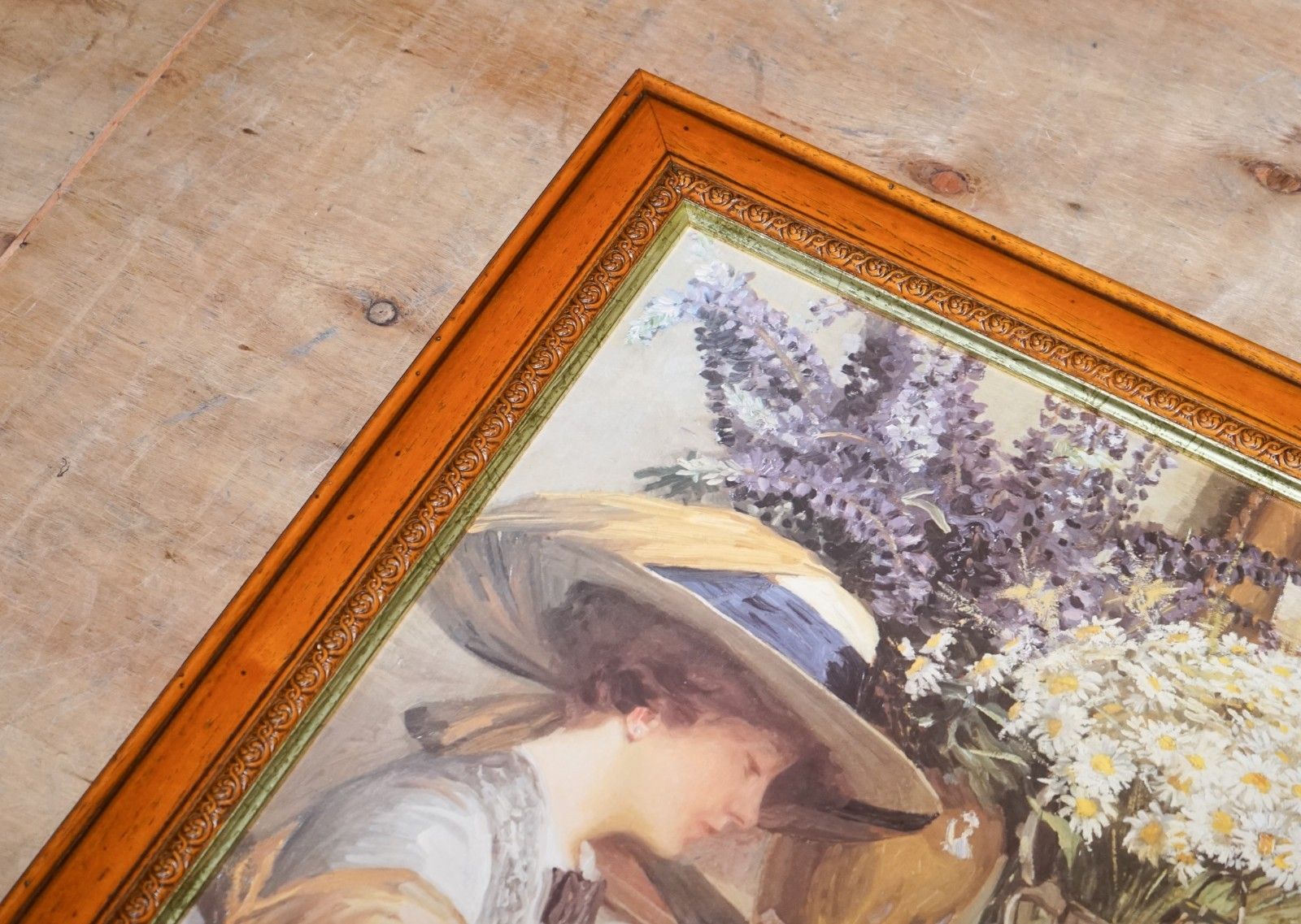 Vintage Print Painting Summer Days By Robert Stubner Wooden Frame 63 X 52 Cm photo 285.0