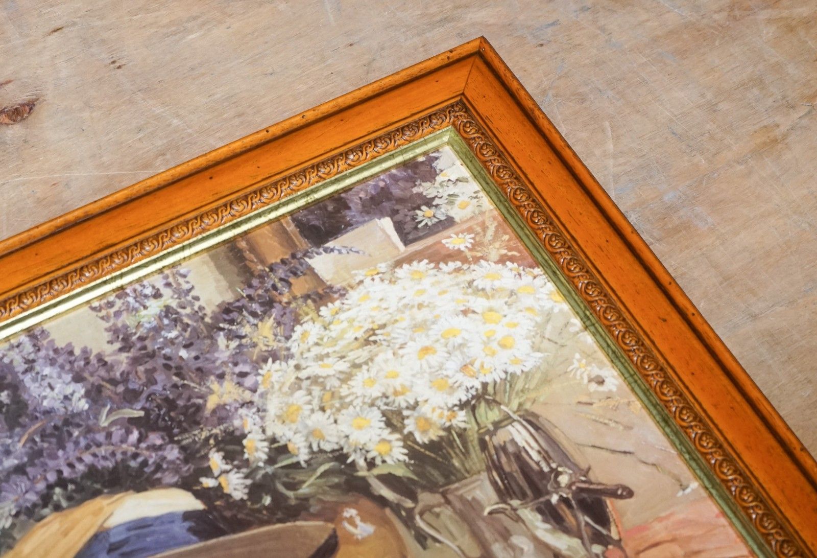 Vintage Print Painting Summer Days By Robert Stubner Wooden Frame 63 X 52 Cm photo vinterior