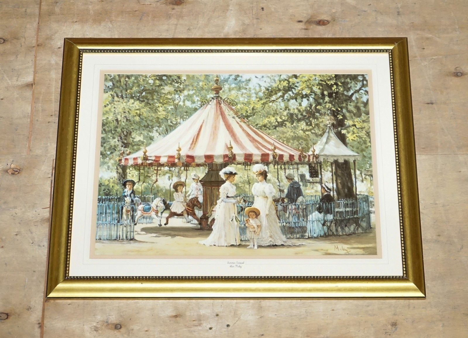 Vintage Victorian Style Print Summer Carousel By Alan Maley 64 X 79 Cm photo furniture