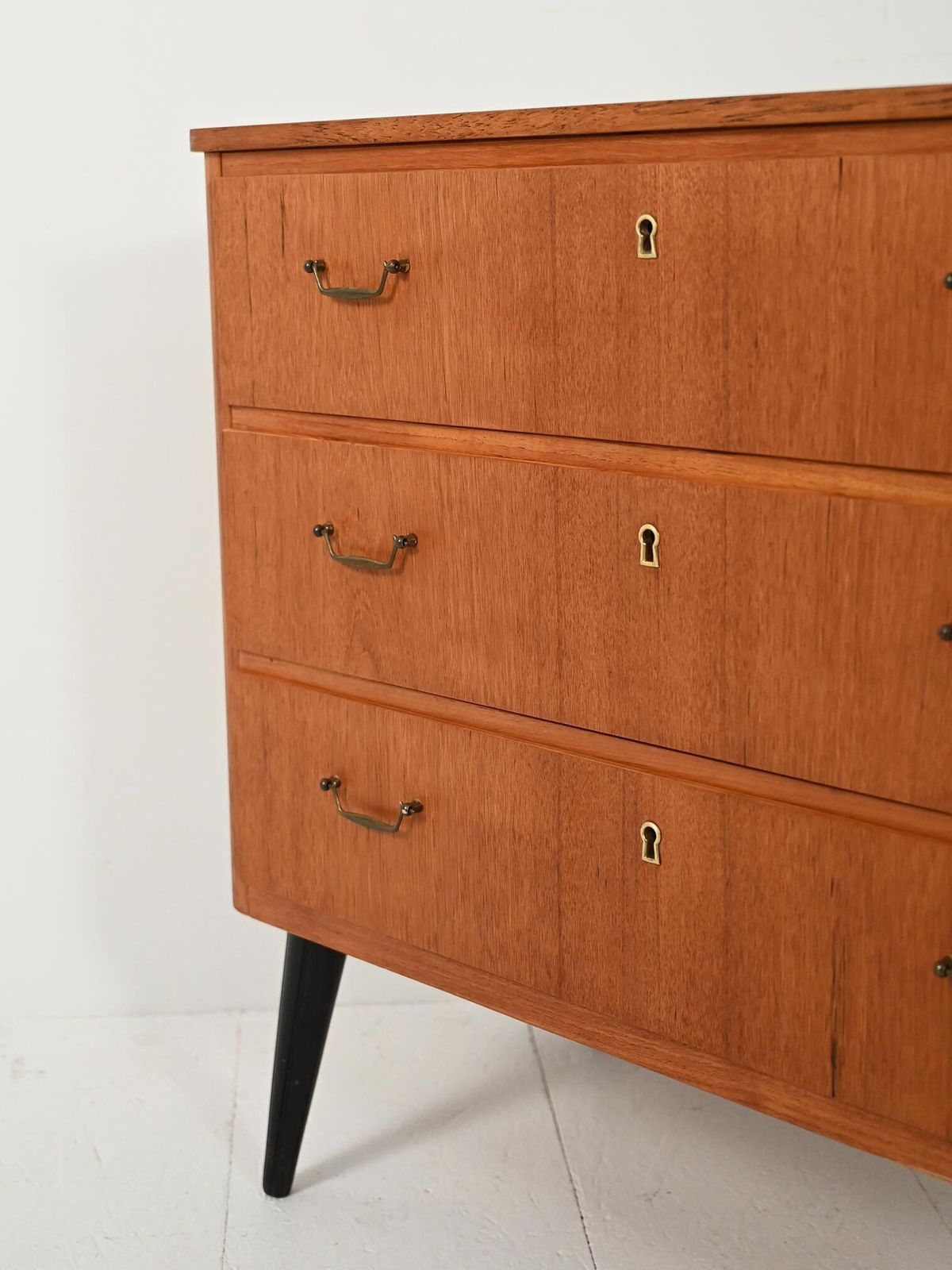 Scandinavian Teak Chest Of Drawers With Black Legs photo buy