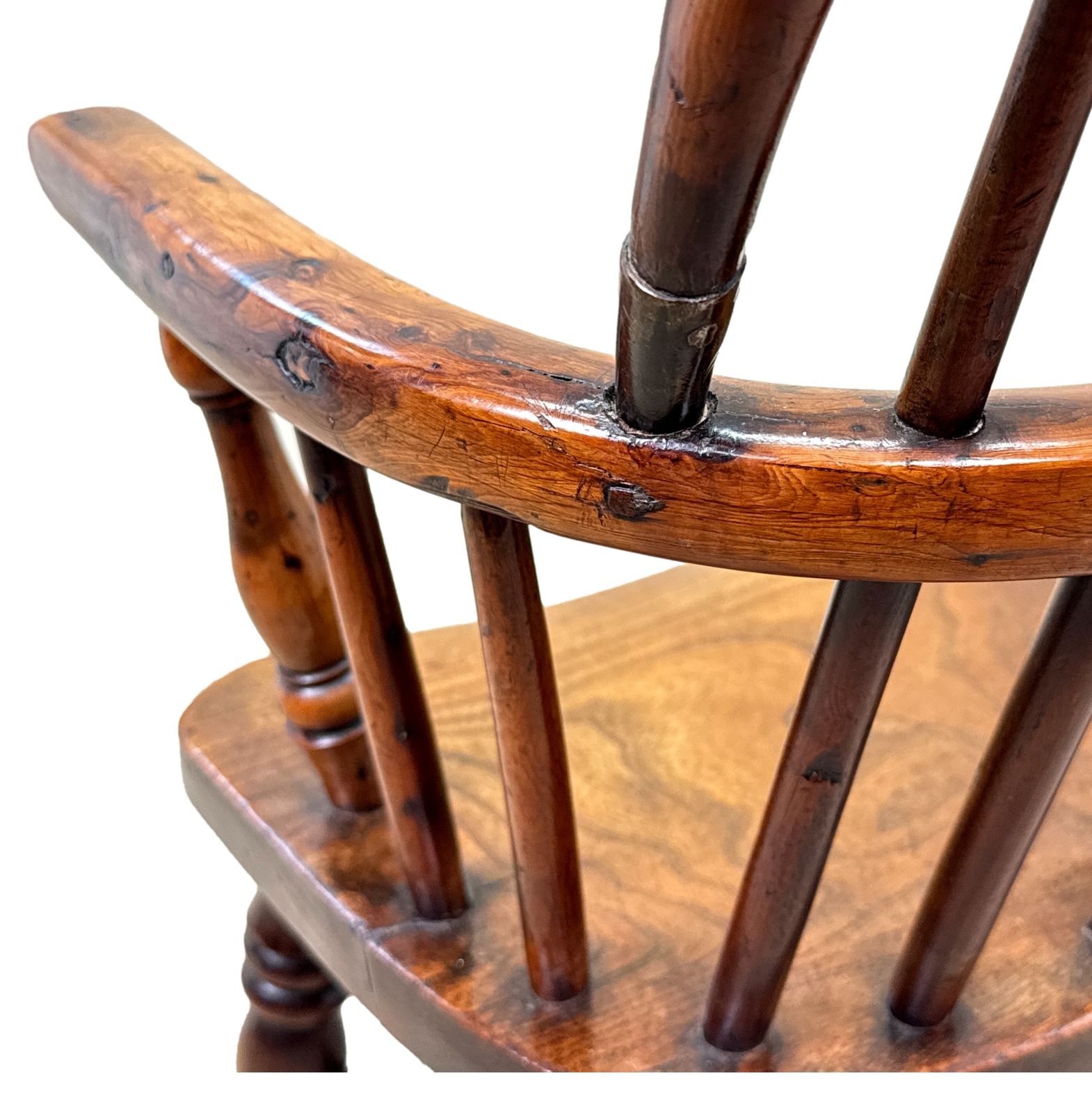 Furniture Yew Wood Antique Childs Windsor Armchair (England, Circa 1820) photo