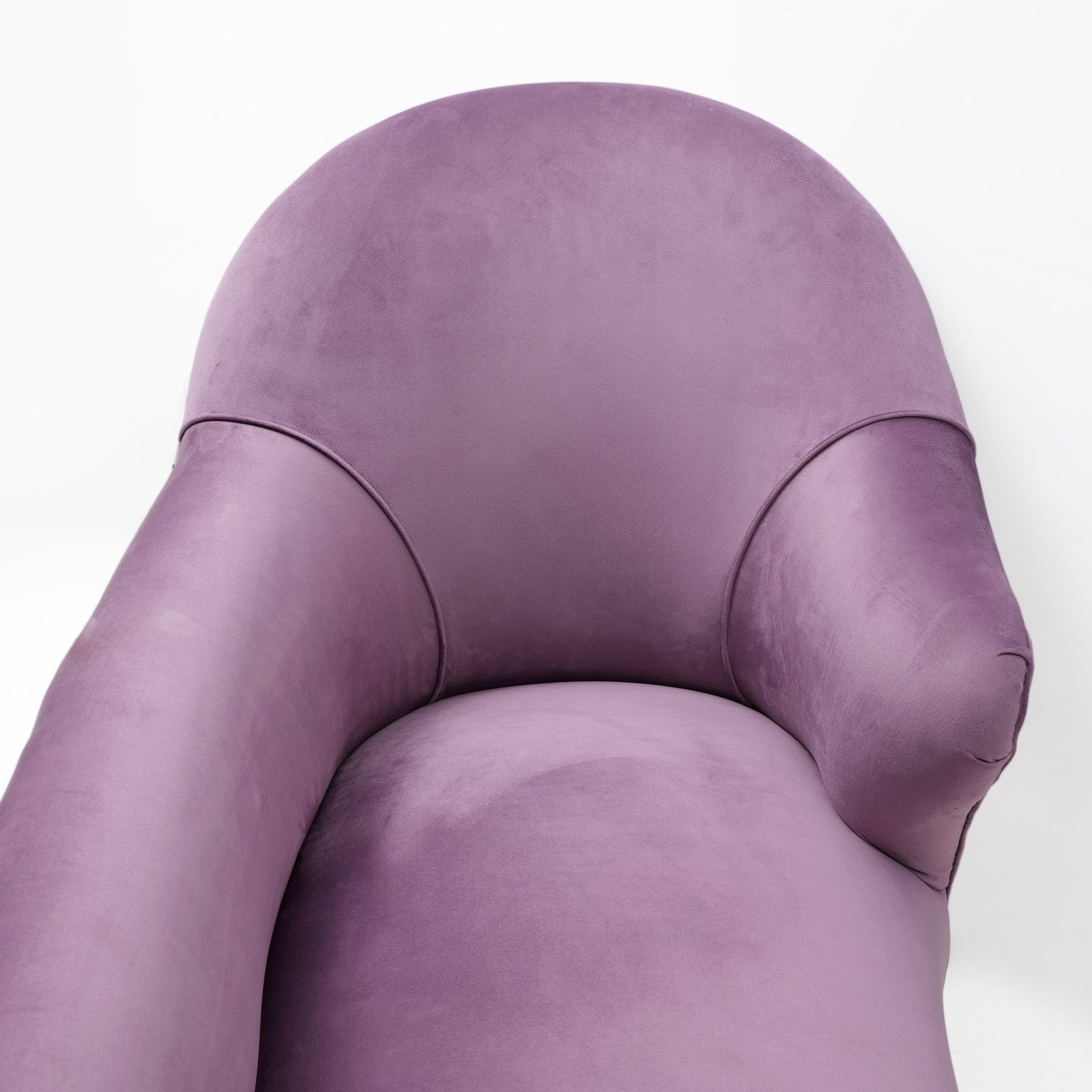 photo for sale Italian Mid Century Style Dormeuse In Mauve Velvet With Brass Feet