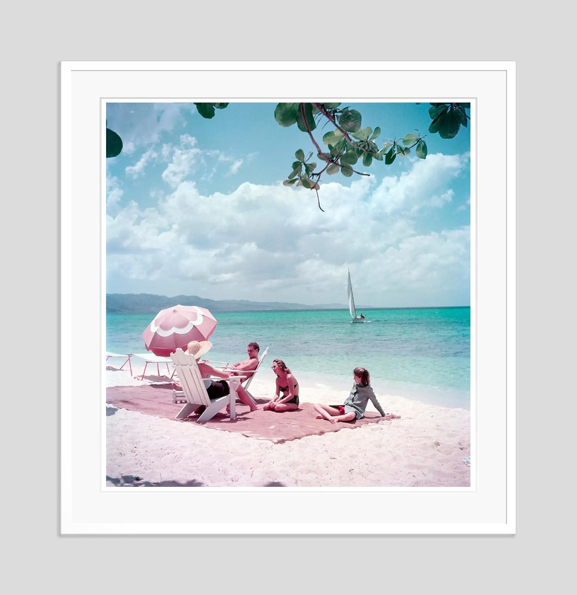 Toni Frissell 'Jamaica Parasol' Archival Pigment Print Framed In White photo furniture