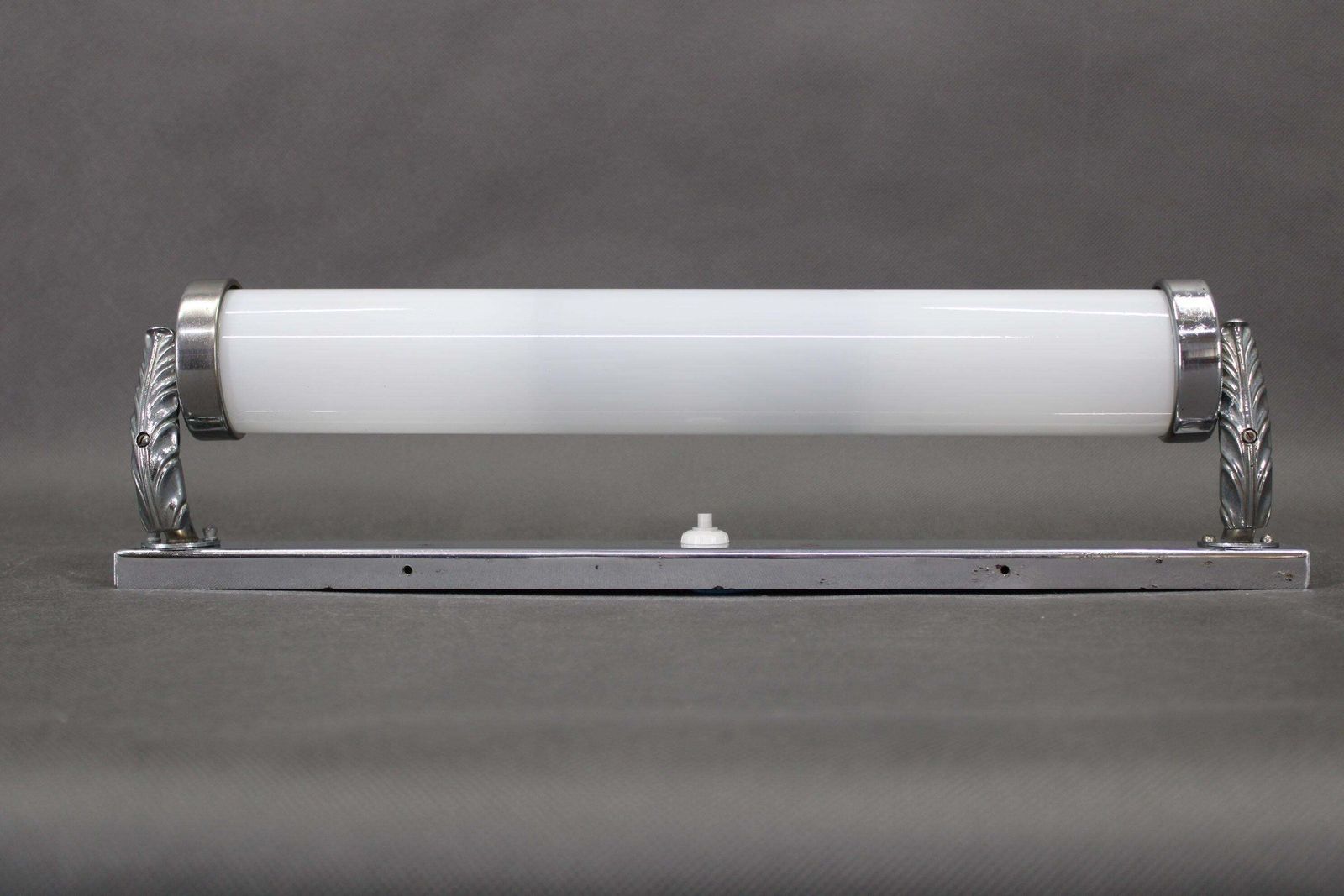 photo furniture Czechoslovak Bauhaus Art Deco Chrome Tubular Wall Light With Milk Glass