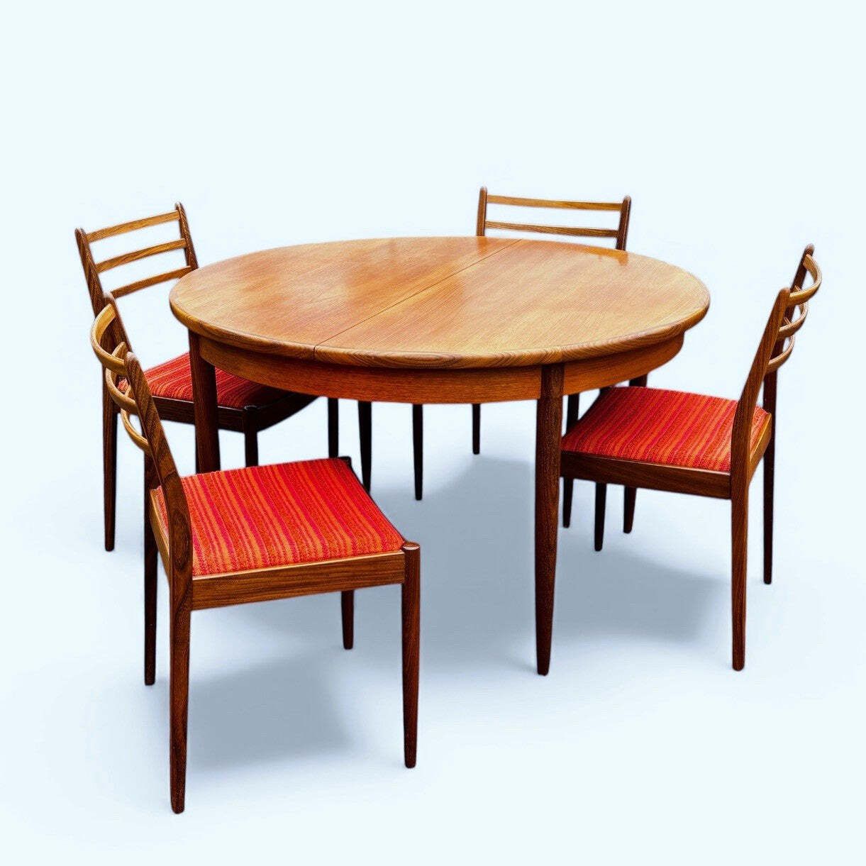 Mid Century G Plan Circular Extending Dining Table & 4 G Plan Dining Chairs photo furniture