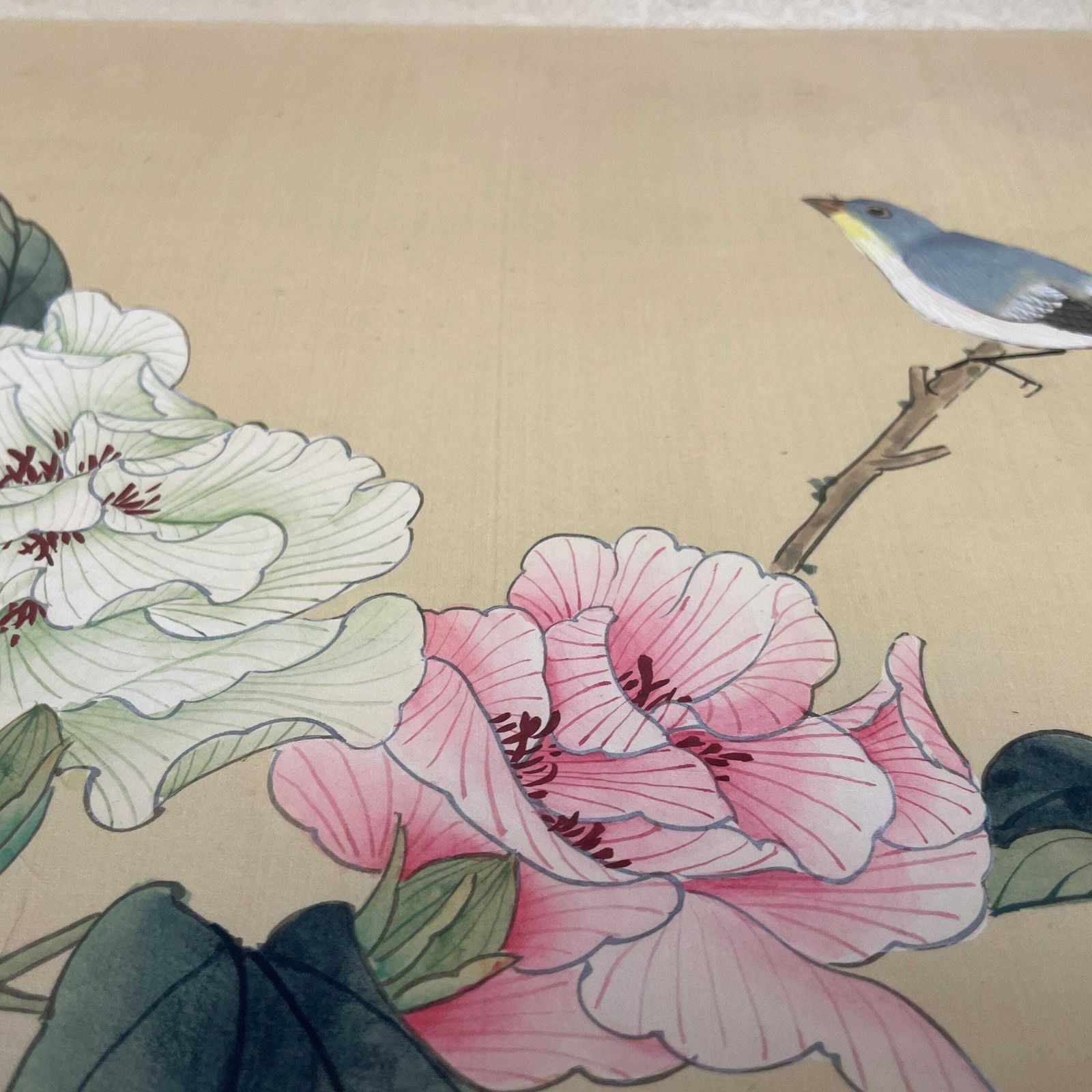 Pair Oriental Hand Painted Silk Pictures Floral Birds Asian Japanese Art Wall Decor Traditional Wall Artwork photo 149.0