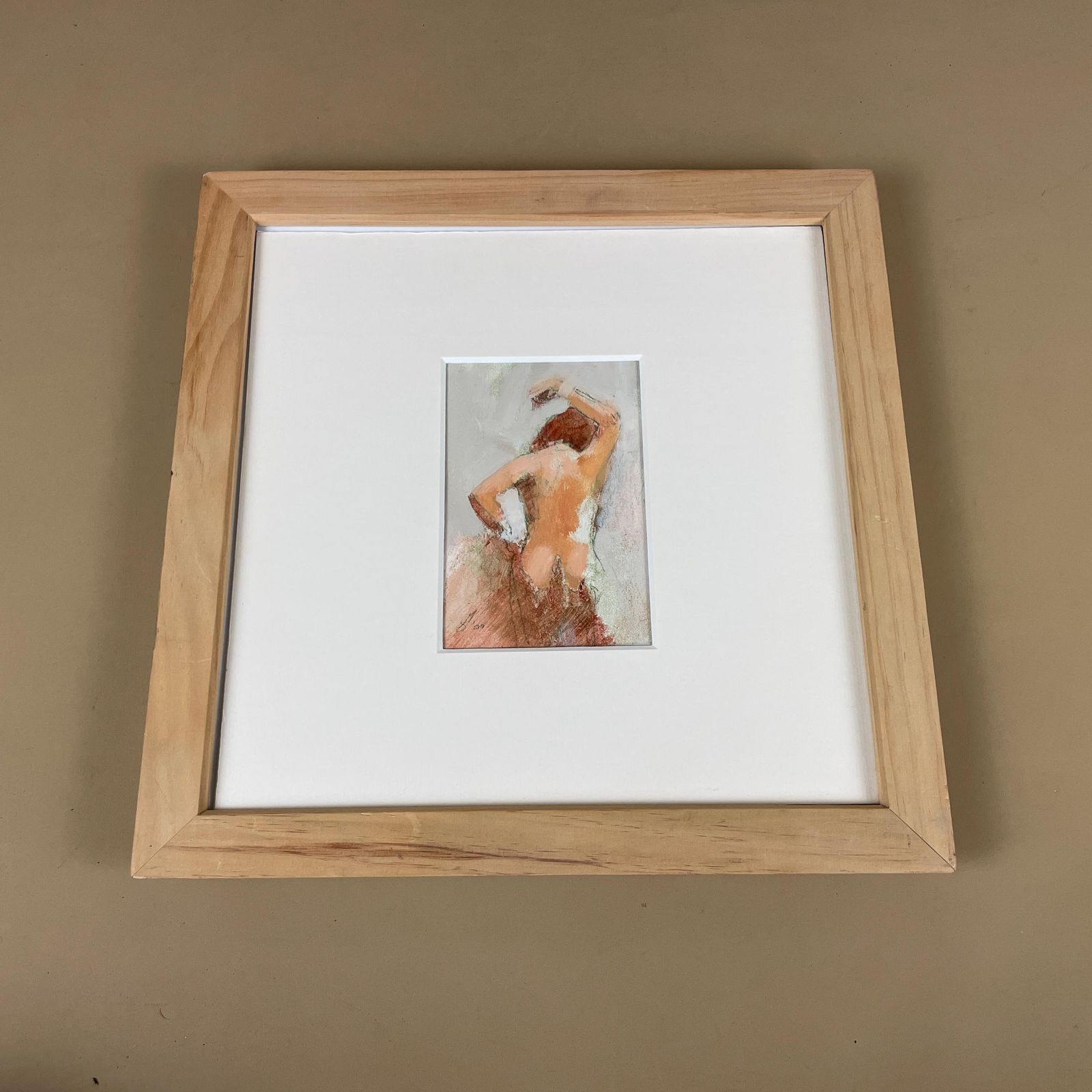 Original Oil On Paper Nude Figure Study Mark Sutherland The Temple Dancer Painting Framed Figurative Interior Wall Piece Modern Picture