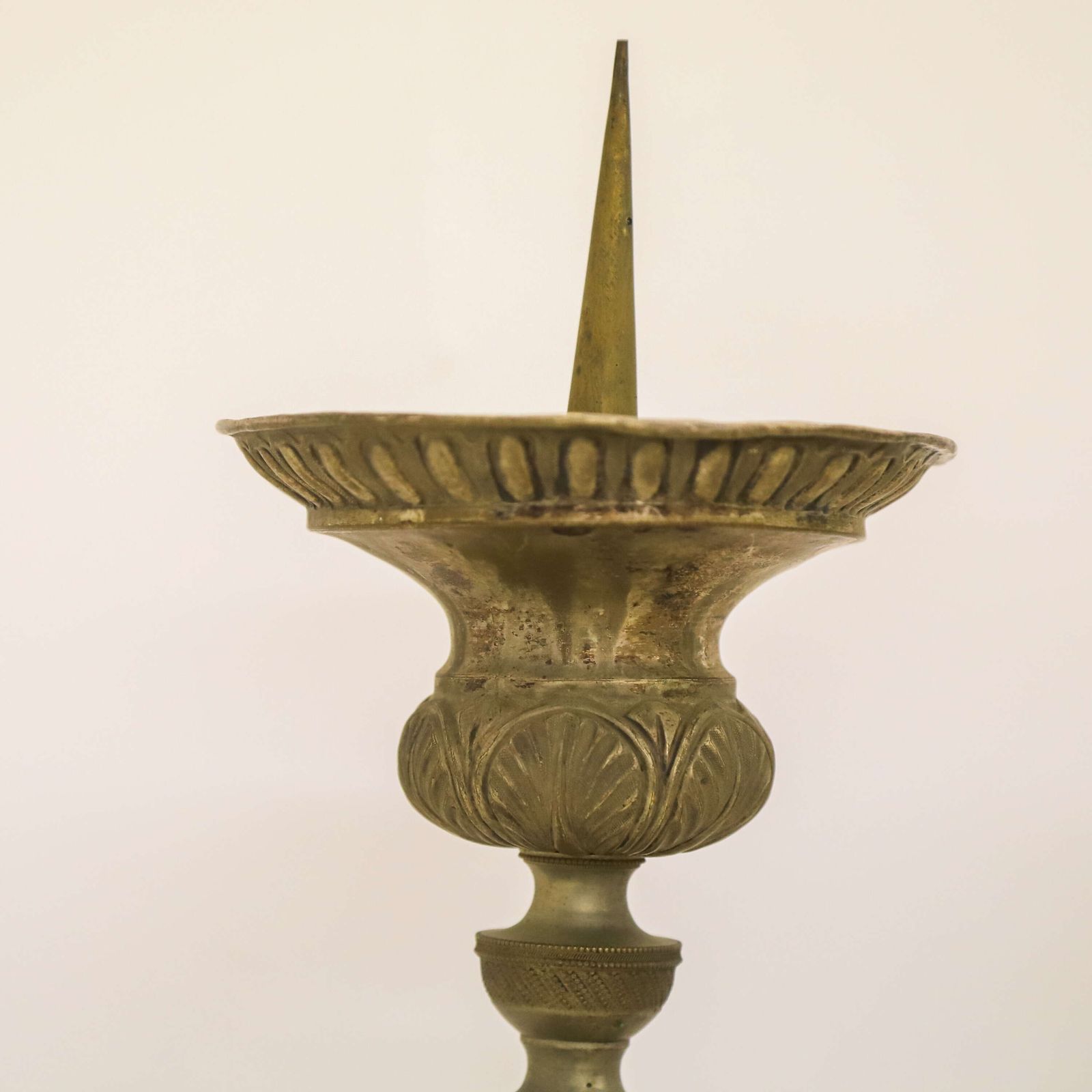 Pair Of Antique French Pricket Candlesticks With Angels And Traces Of Silver Plate photo Home Decor