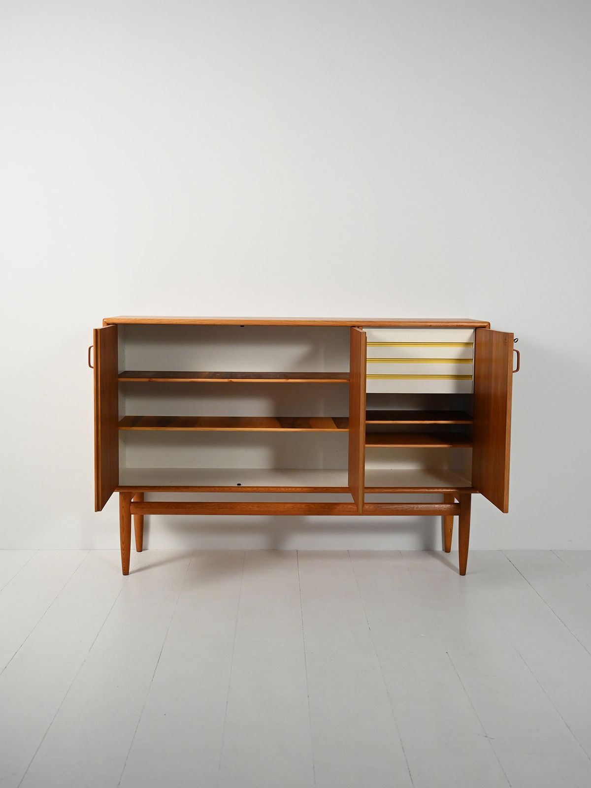 Scandinavian Highboard From The 50s/60s In Oak And Teak With Three Doors photo for sale