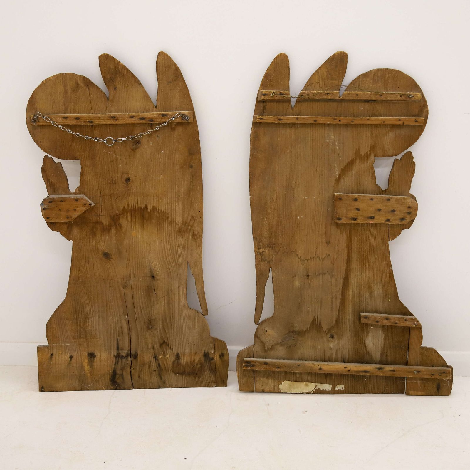 Art Pair Of Early 20th Century French Angel Panels With Original Paper Decoration photo