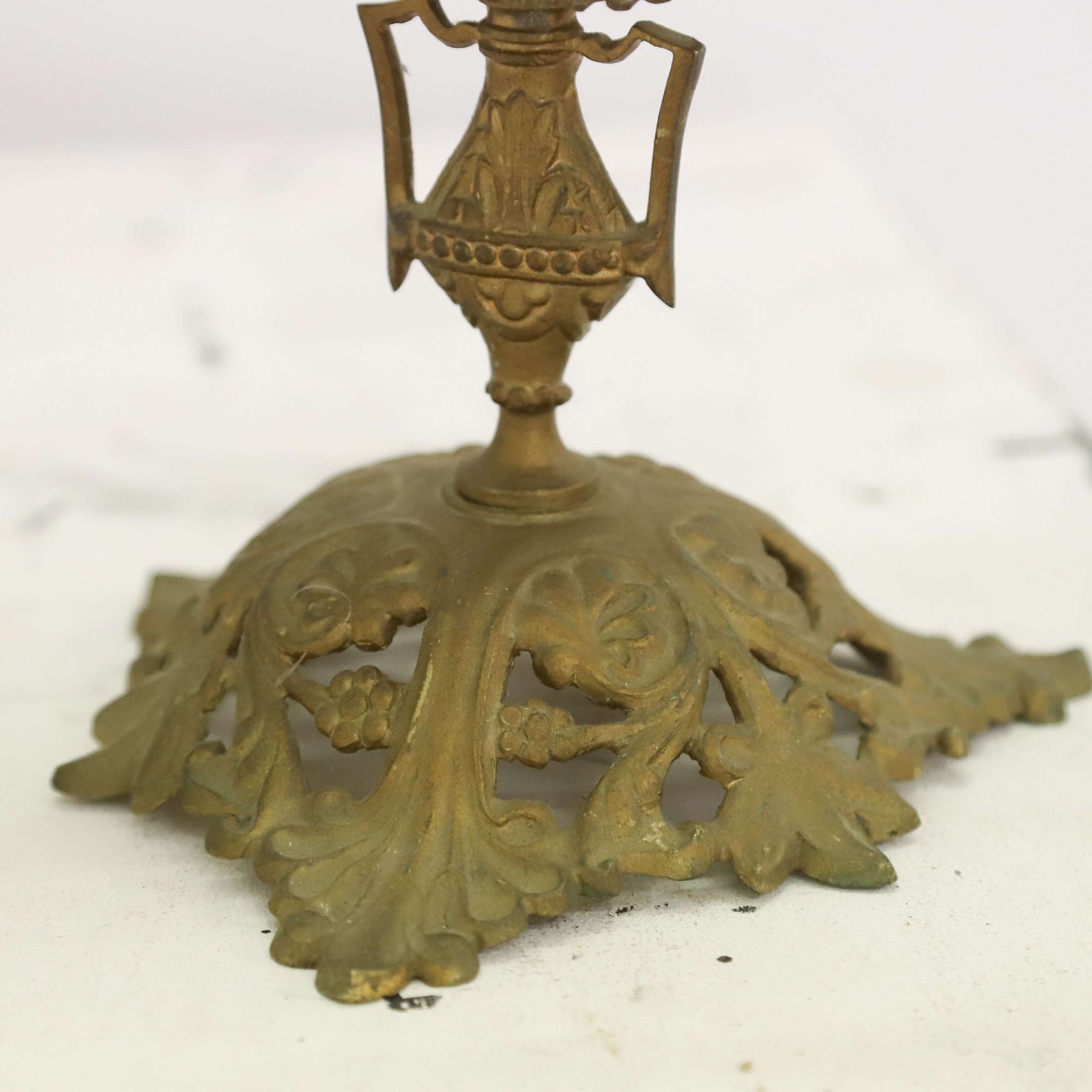 Pair Of Antique French Gilt Church Candelabra With Floral Branches, C.1900 photo vintage