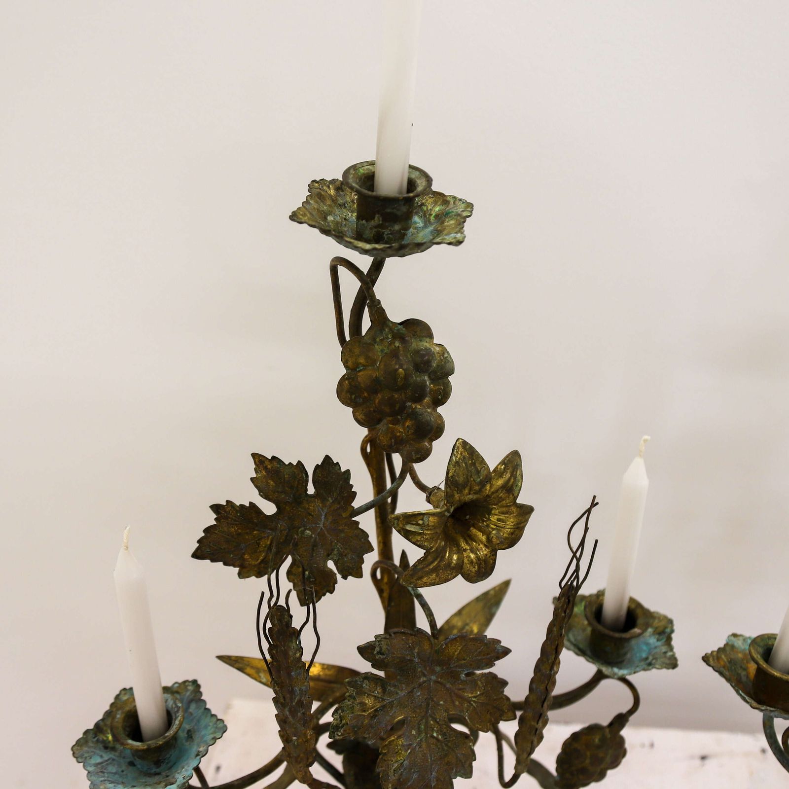 Pair Of 19th Century French Gilt Church Candelabra With Wheat & Grapes, C.1850 1890 photo for sale