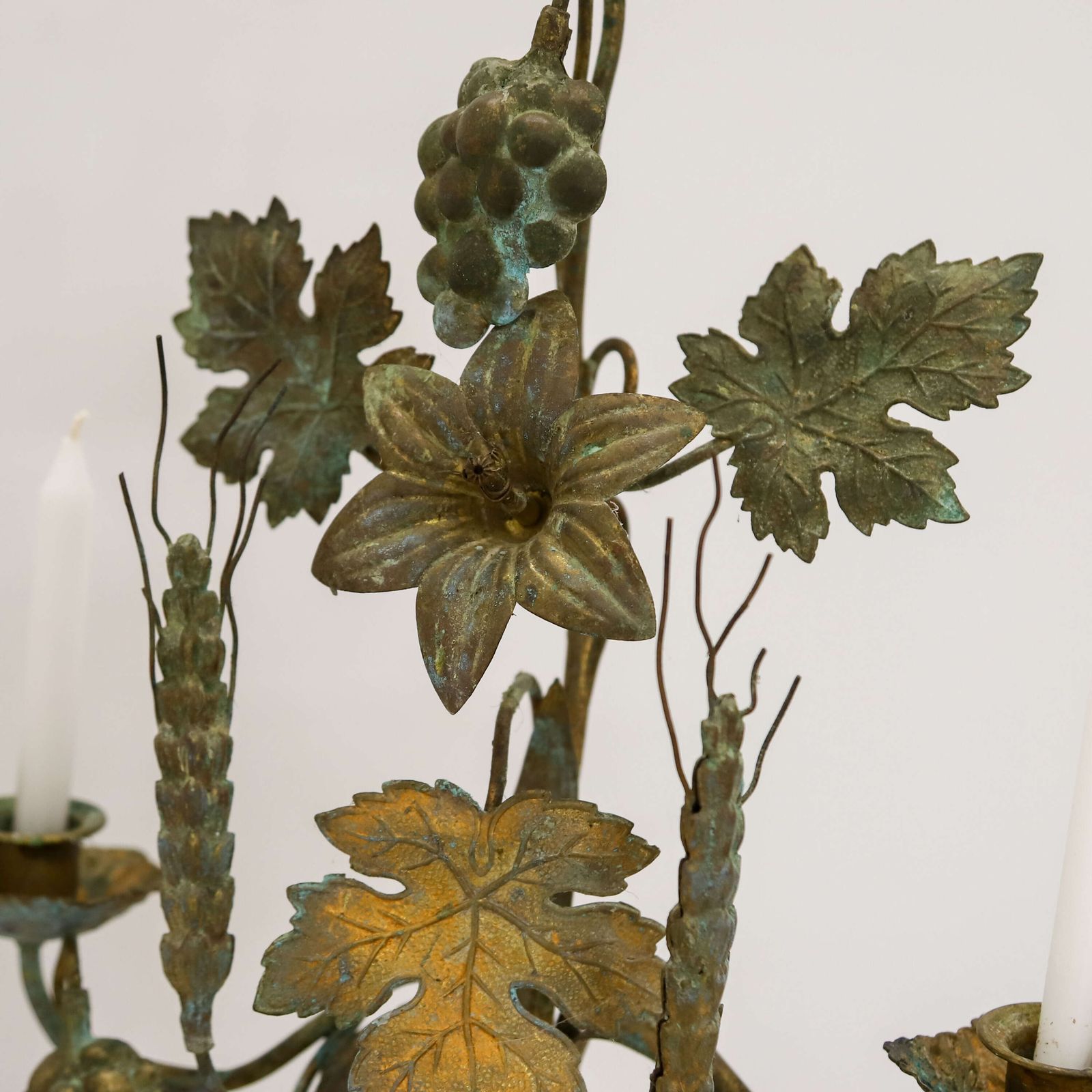 Pair Of 19th Century French Gilt Church Candelabra With Wheat & Grapes, C.1850 1890 photo vintage